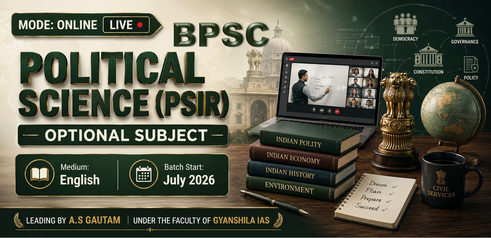 BPSC Political Science "PSIR OPTIONAL" (English - Online)